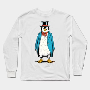 Penguin in blue tuxedo Long Sleeve T-Shirt